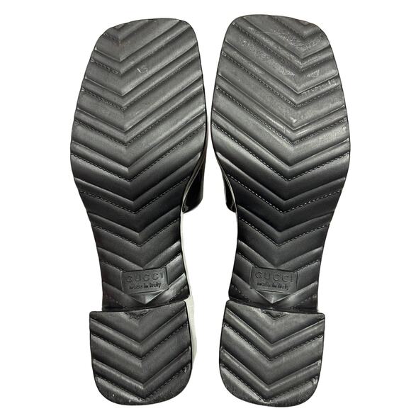 Gucci Rubber Logo Platform Slide Sandal in Black Size 37 Slip-On Open Toe - Picture 7 of 16